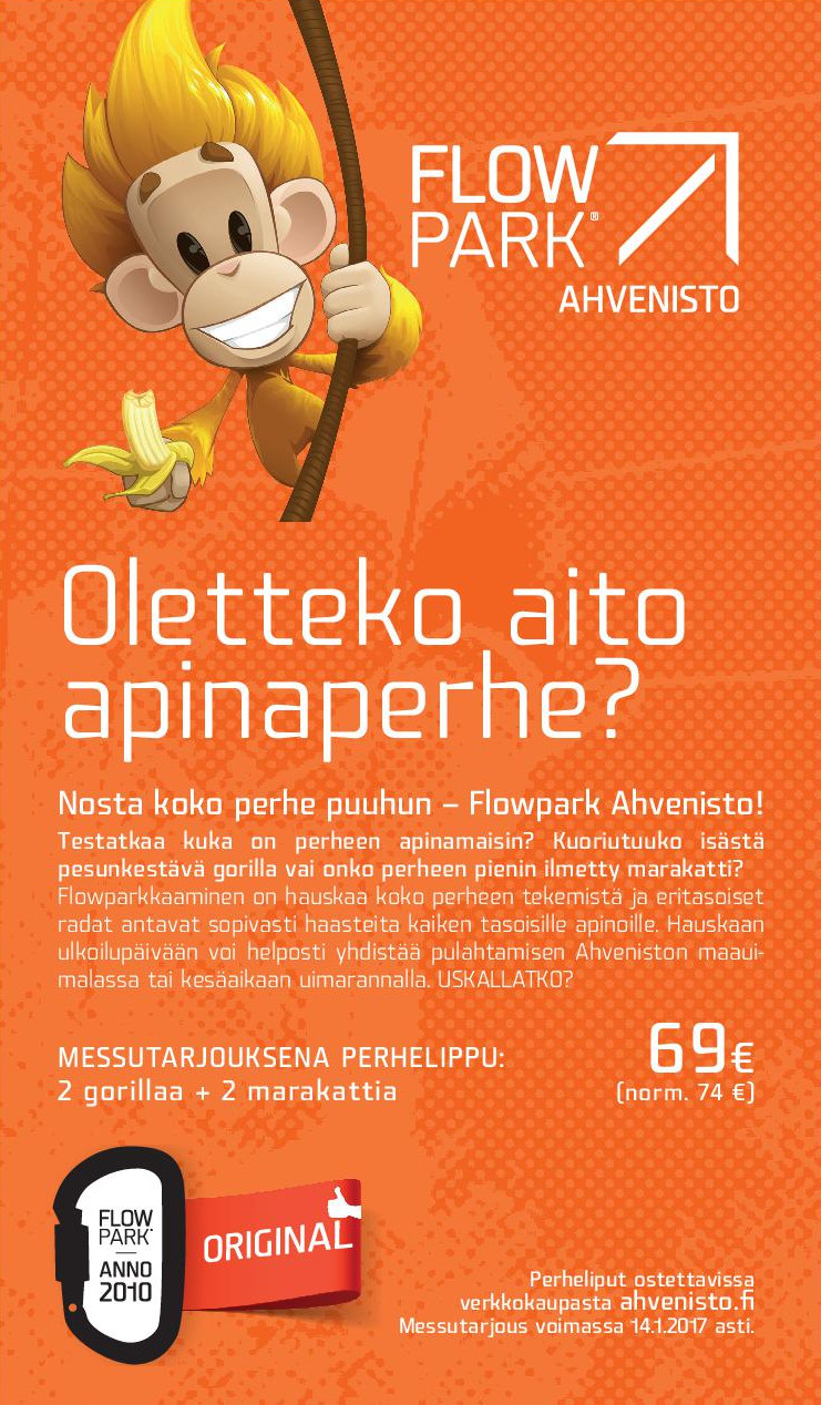 Ahvenisto Flowpark LiiikutS tarjous perheet